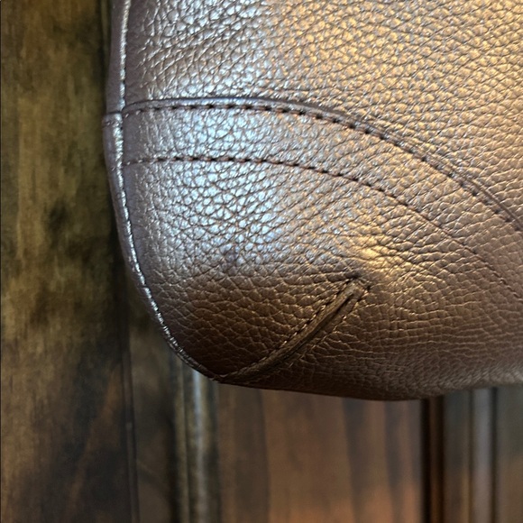 Coach Bronze Leather Shoulder Bag with Chain Detail - Picture 2 of 16